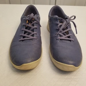 ECCO Women’s Blue Soft Leather Comfort Shoes Sneakers Size EU 39 US 8 - Picture 1 of 10