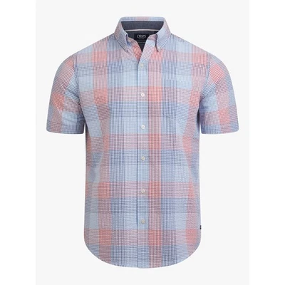 Chaps Men's Short Sleeve Seersucker Woven Shirt Blue Multi XL - Image 1 of 4
