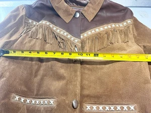 CHAQUETA DE GAMUZA VINTAGE AÑOS 80 CHEVIGNON HOPI NAVAJO NATIVA WESTERN BOHO FLECOS M - Imagen 1 de 9