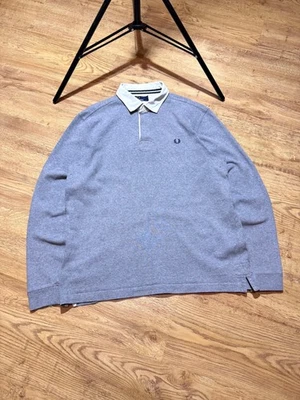Camisa Polo Fred Perry Gris Manga Larga Con Cuello Blanco Para Hombre Talla L Foto 1 de 4