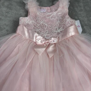 Bonnie Jean Girls Size 24M pink satin ribbon party Dress NWT w/panties headband - Picture 1 of 13