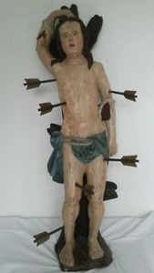 Hl. Sebastian Holz geschnitzt um 1800. - Bild 1 von 1