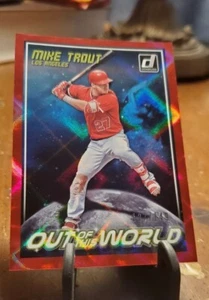 Mike Trout RED REFRACTOR # /149 CARD JERSEY #27 LA ANGELS SP 2018 Panini Donruss - Picture 1 of 4