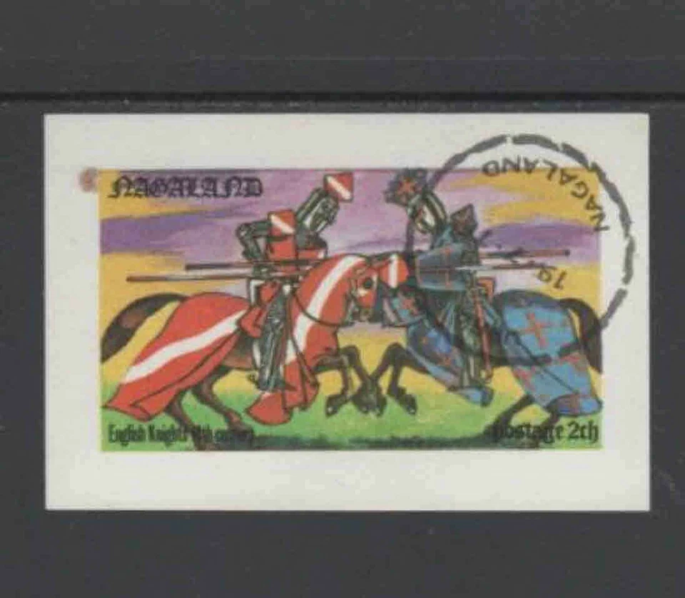 NAGALAND OF INDIA 1976 ENGLISH KNIGHTS MINT VF NH O.G IMP. CTO S/S (12NAG) - Image 1 of 1