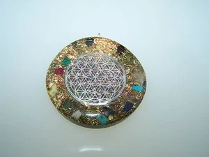 Orgón Flor de la Vida en Plata Amuleto Orgonita Medallón Piedras Curativas Gemas - Imagen 1 de 6