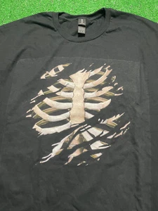 Skelett Ribcage T-Shirt Gr. XL schwarz Anatomie - Bild 1 von 2