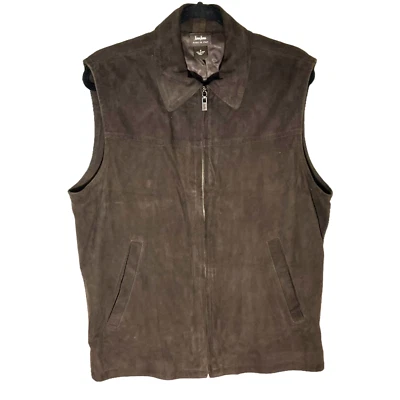 Chaleco Neiman Marcus Mujer Talla S Marrón Gamuza Cremallera Completa Sin Mangas Hecho en Italia Foto 1 de 4