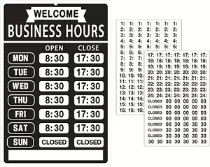 Changeable Store Hours Sign Kit - Ideal for Business, Office or Store - Picture 1 of 12