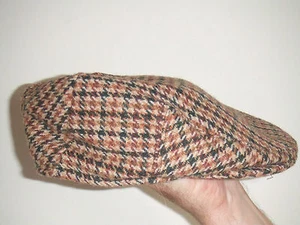 Schöne Vintage braune karierte Tweed-Kappe mit Spitze von Vera - Größe Small - Bild 1 von 5