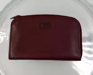 LANCEL Paris Vintage Logo Leather Coin & Card Case Wallet Burgundy France NEW - Picture 1 of 6