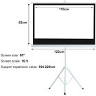 72/100/120" Tripod Projection Screen Manual Pull Down Projector TV Cinema 16:9