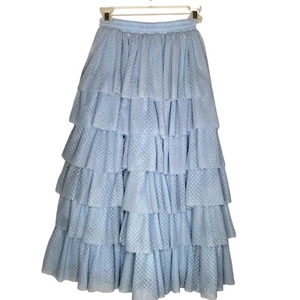 Hill House Size Small Pandora Tulle Tiered Midi Skirt Baby Blue Elastic Waist - Picture 1 of 6
