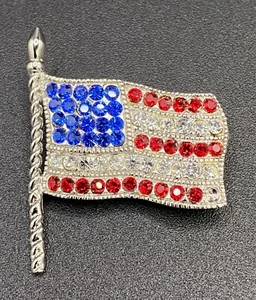 Amerikanische Flagge Pin mit Kristallen - kostenloser Versand - Bild 1 von 3