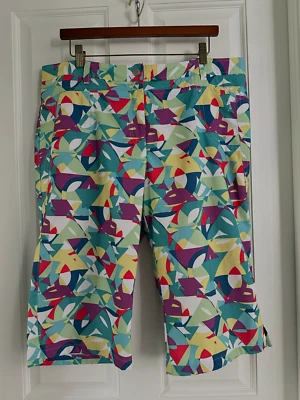 Pantalones Cortos de Golf N'VO by Lactot Coloridos Geométricos Hasta la Rodilla Atléticos Informales Talla 16 Foto 1 de 4