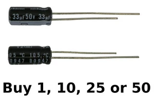 Condensador electrolítico radial de alta temperatura Nichicon 33ufd 50 V voltios 105 grados - Imagen 1 de 14
