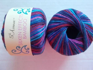 5th Avenue Silken Effects Bamboo yarn, bamboo/wool, Evening Sky, lot of 2 - Picture 1 of 2