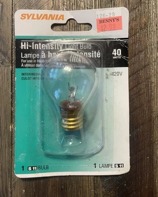 SYLVANIA X02446 HI-INTENSITY LIGHT BULB 40W S11 INTERMEDIATE BASE 40S11N/BL - Image 1 of 2