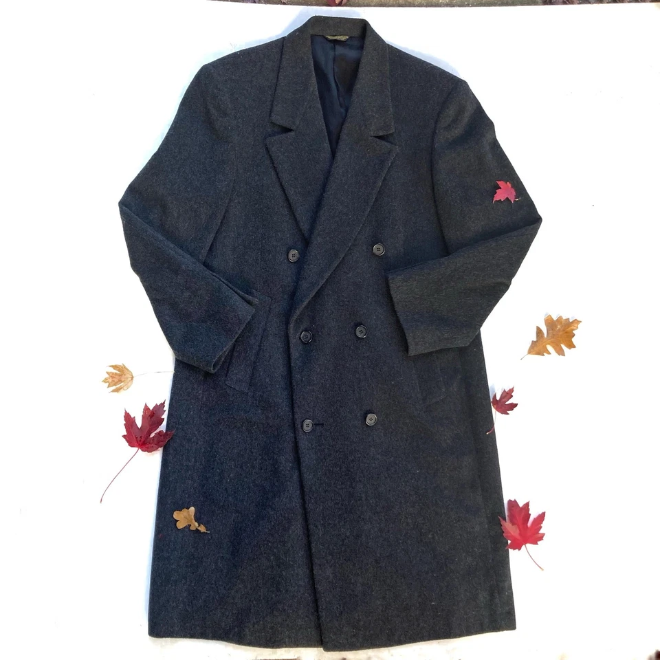 Pierre Cardin Vintage Wool Overcoat Gray Charcoal Double Breasted 46” Chest EUC - Image 1 of 4