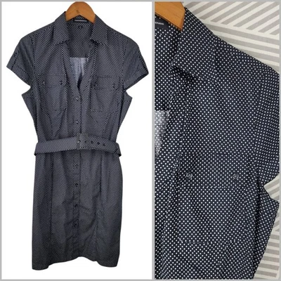 Vestido Camisa Express Talla 12 Polkadot Hasta la Rodilla Cinturón Negro Fiesta Profesional Foto 1 de 4