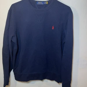VINTAGE Polo Ralph Lauren Sweatshirt mit Rundhalsausschnitt Herren Large marineblau Pony rot - Bild 1 von 5