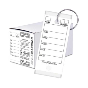 Etiquetas para llaves de burro, laminadas - protectoras (250 etiquetas por con anillos de metal) (blanco) - Imagen 1 de 8