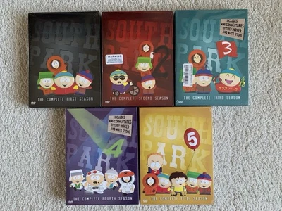 South Park Complete First, Second, Third, Fourth & Fifth Season DVD Sets - New - Image 1 of 4