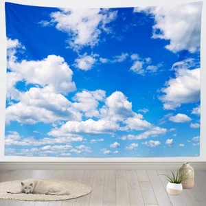 Blue Sky Tapestry Wall Hanging 118x96Inch Blue Sky White Clouds Backdrop Art ... - Picture 1 of 6