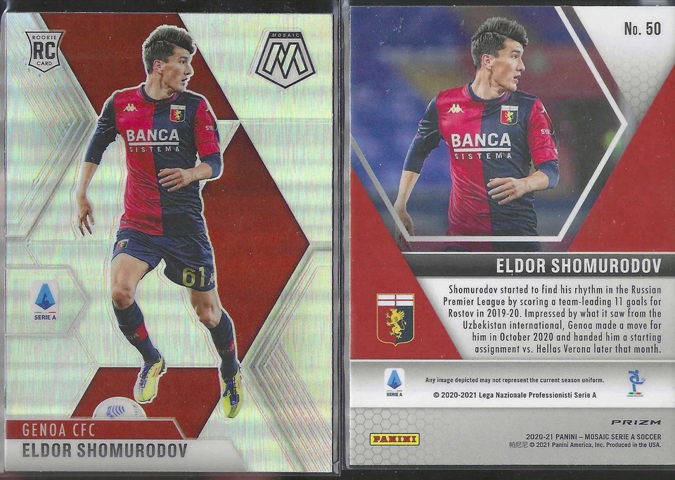 2020-21 Panini Mosaic Serie A Silver Prizm Eldor Shomurodov #50 Rookie RC - Image 1 of 1