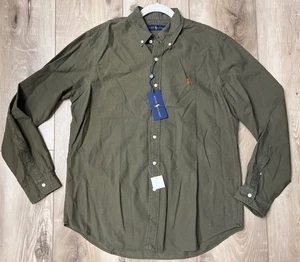 Ralph Lauren Men’s Garment-Dyed Oxford Shirt Defender Green Size Large NEW - Picture 1 of 10