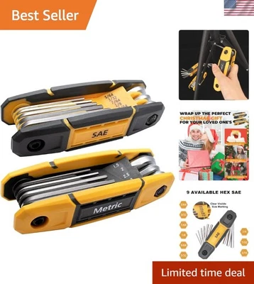 Juego de llaves Allen plegables ergonómicas de 17 piezas - Herramienta métrica y SAE para reparaciones en el hogar Foto 1 de 4