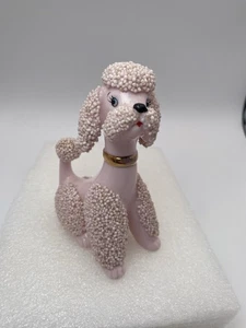 "Estatuilla de caniche rosa vintage NAPCO 5"" cerámica MCM - collar dorado Japón" - Imagen 1 de 14