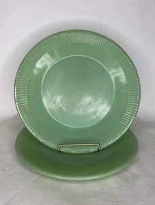 HTF! PAIR of Fire-King Jadeite dinner plates in the "Jane Ray" pattern 9” - Picture 1 of 5