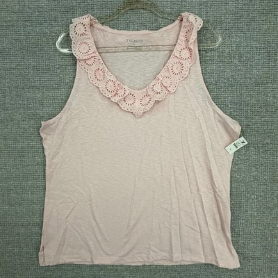 Camiseta sin mangas Talbots para mujer XL rosa cabaña hada ojales cuello de encaje sin mangas Foto 1 de 4