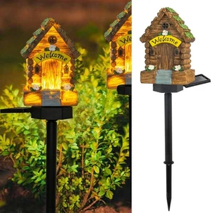 Glow-in-Dark Fee Gartenhaus mit Solar LED Licht, Mini Landhaus Dekor 4er Pack - Bild 1 von 7