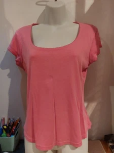 Lücke. Koralle/rosa geripptes T-Shirt.  Größe L (14-16?) - Bild 1 von 6