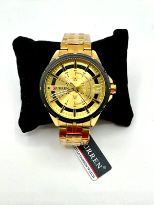 Curren 8333 Men's Gold Chronograph Quartz Sport Watch - New with Tag, Box - Image 1 of 4