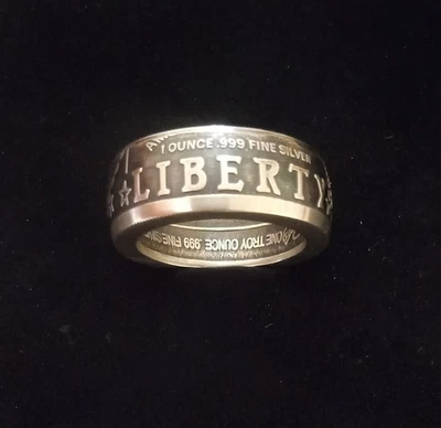 ANILLO MONEDA LIBERTAD.  PLATA .999.  TALLAS 10 A 15 Foto 1 de 3