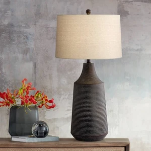 360 Lighting Rocco 30" Black Finish Hammered Jar Table Lamp - Picture 1 of 8