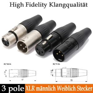3 pines polo XLR hombre mujer conector de audio negro y plata - Imagen 1 de 19