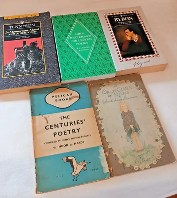 Collection of 5 Poetry books, Betjeman Byron Tennyson Robert Louis Stevenson +1 - Image 1 of 4