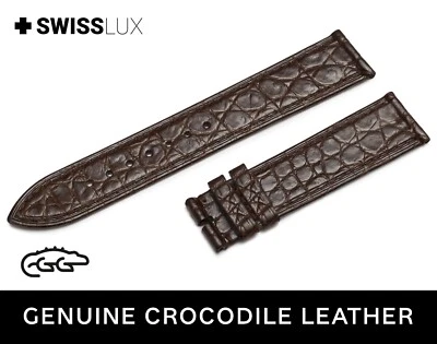 Crocodile Alligator Leather For FRANCK MULLER Watch Dark Brown Strap Band SQ - Image 1 of 4