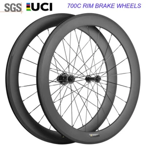 60mm Rennrad Carbon Laufradsatz Rennrad Räder Laufrader 700C Drahtreifen 23mm - Bild 1 von 11
