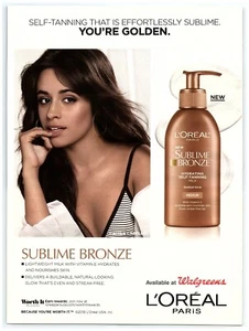 2018 L'Oreal Paris Print Ad, Camila Cabello Sublime Bronze Self Tanner Golden - Bild 1 von 1