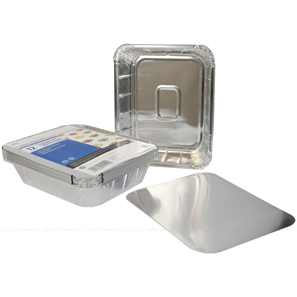 Jena 12 Large Foil Trays With Lids 25cm X 31cm X 6cm