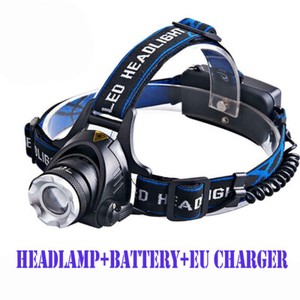 Zoom 250000LM Headlamp Rechargeable LED Headlight 18650 Flashlight Head Torch