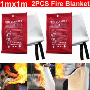 2Pack Large Fire Blanket Fireproof for Home Kitchen Office Emergency Safety - Picture 1 of 8