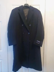 NWT Nautica Macy's Black Wool Blend Full-Length Overcoat, Men’s Size 42R - Picture 1 of 6