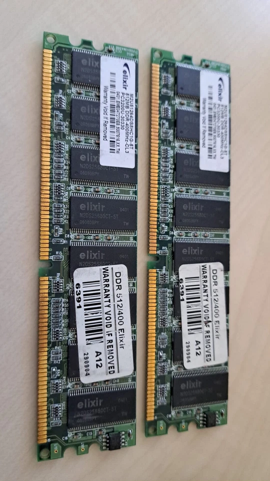 2 RAM Elixir 512MB DDR-400MHz CL3 PC3200U - Immagine 1 di 1