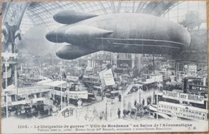 Postal francesa de 1908, dirigible dirigible Ville de Bordeaux, exposición de aviación - Imagen 1 de 1
