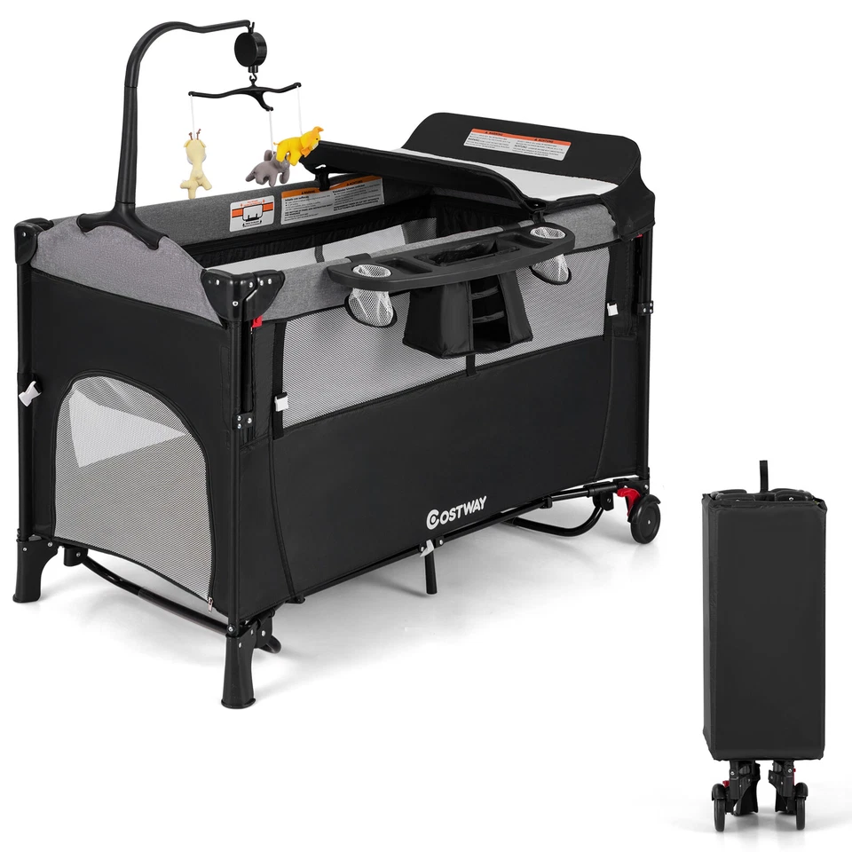 Reisebett 5 in 1 Babybett 4-stufig verstellbar bis 30kg Kinderbett 125x65x78cm - Bild 1 von 1